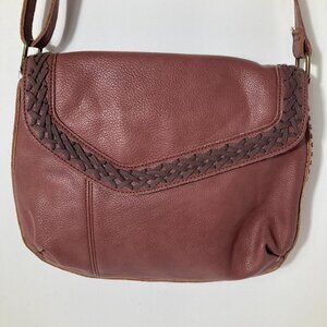 Womens Vegan Leather Chala Braided Boho Crossbody Purse Mauve Brown‎ 9 x 11"